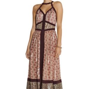 TAMARA MELLON Leopard Print Metallic Maxi Bohemian Gown